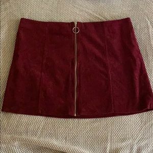 Maroon Corduroy Mini Skirt